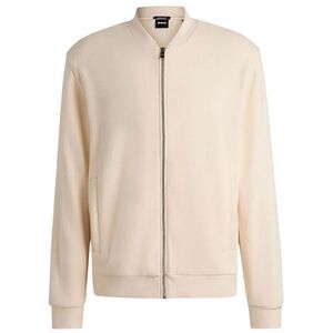 Boss Mens Solid Front Pocket Bomber Jacket / White
